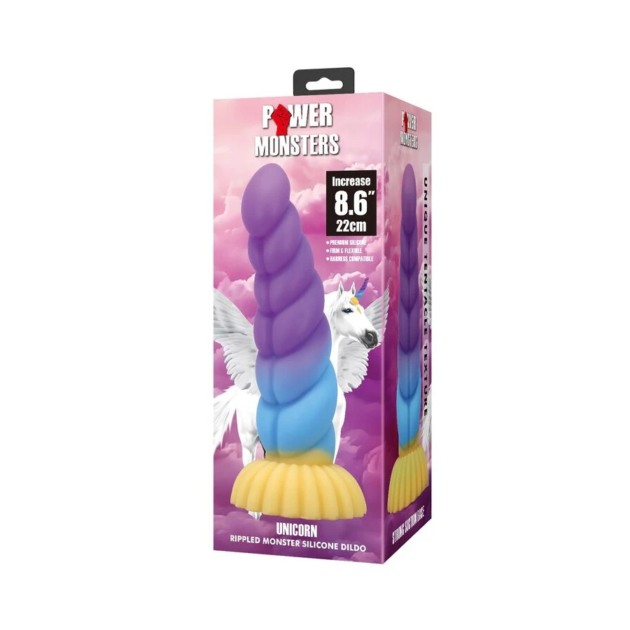 POWER MONSTERS - UNICORNO TRICOLORE FANTASY DILDO IN SILICONE 22 CM Ø 5 CM